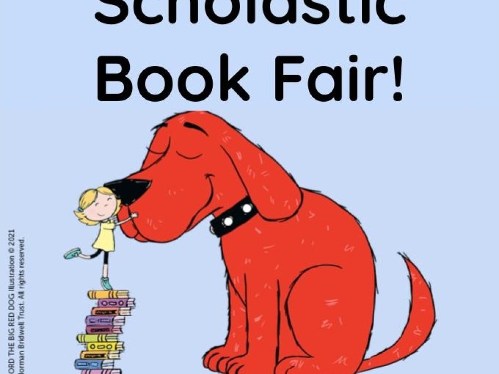 Clifford the Big Red Dog with text of Scholastic Book Fair