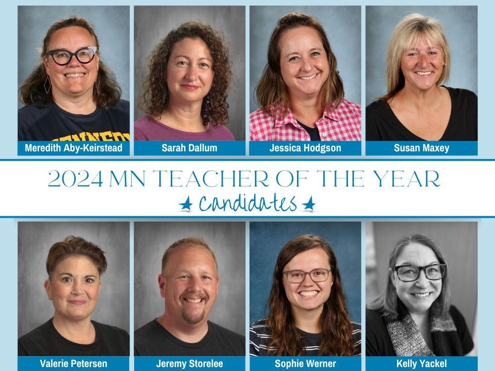 Collage with all eight Bloomington teachers nominated for Minnesota Teacher of the Year